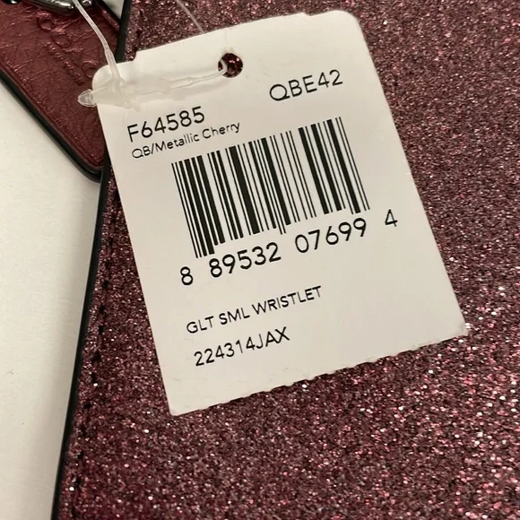 Coach Purple Dark Pink Glitter Wristlet. Brand New With Tags Authentic Bling - Picture 8 of 10